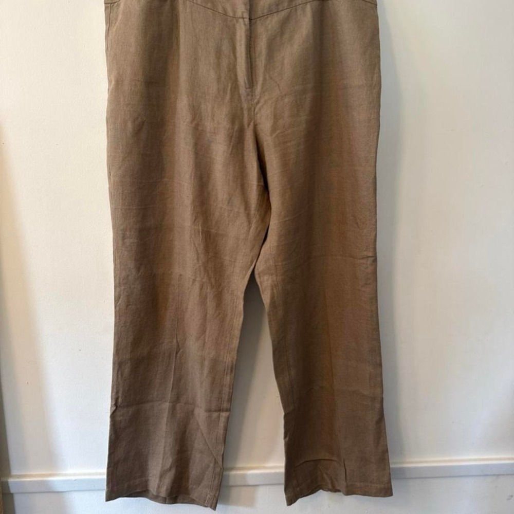 Eileen Fisher 100% Linen Brown Pants Womens Plus Size 18 Sustainable Minimalist
